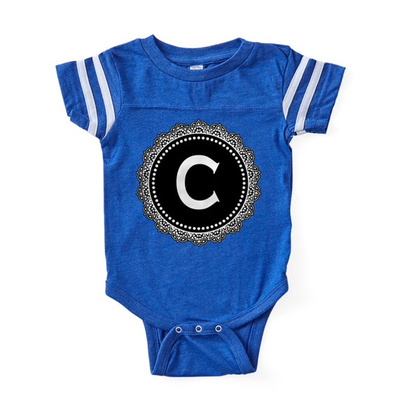 CafePress - Monogram Medallion C - Cute Infant Baby Football Bodysuit