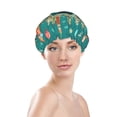 thumbnail image 3 of Easygdp Around The Planet Shower Caps for Women, Double Waterproof Layers Shower Cap, Quick Drying Bath Hair Cap Reusable, 3 of 9