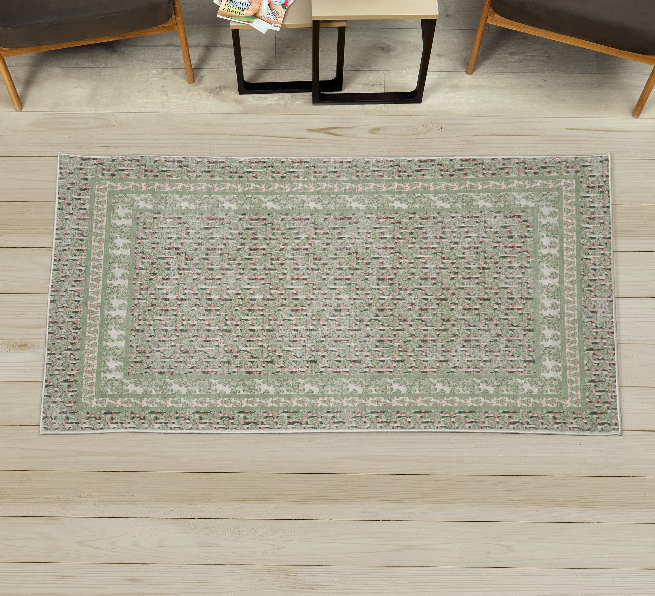 Floral Decorative Rug, Spring Concept Print of Flowers on Modern ...