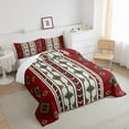 thumbnail image 3 of Manfei Green Tribal Geometric Bedding Sets Queen with Comforter,Rustic Boho Aztec Duvet Insert,Country Cabin Lodge Comforter Sets Queen Size,Microfiber Bedroom Decor Reversible,3pcs, 3 of 8