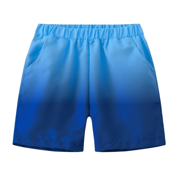 YunPes Boys Athletic Running Shorts Gradient Elastic Waist Wide Leg Shorts for Kids Outdoor Basketball Gym Soccer Pull On Pants