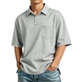 thumbnail image 2 of Polo Shirts for Men Cotton Short Sleeve Golf Collared Shirt with Pocket Lightweight Wicking Loose for Casual Work Travel, 2 of 5