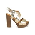 thumbnail image 2 of Women Peep Toe Crisscross Wooden Chunky Platform Heel Sandal 18912, 2 of 6