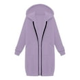 thumbnail image 5 of Dwellite Wateresty Womens Casual Zip Up Fleece Hoodies, Long Zipper Hoodie Sleeve Long Tunic Sweatshirts Sweater Dress Fall Jacket Coat Light Purple 2XL, 5 of 6