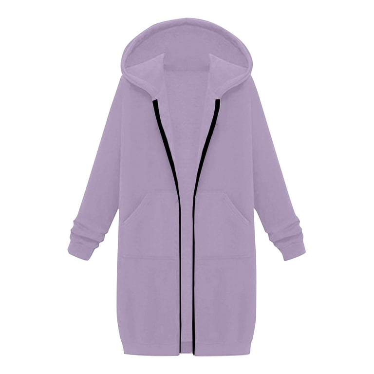 Long Hoodies for Women Zip Up Fleece Oversized Long Sleeve Sweatshirt Winter Warmy Hoodie Dress with Pockets Light Purple M Long Hoodies for Women Zip Up Fleece Oversized Long Sleeve Sweatshirt Winter Warmy Hoodie Dress with Pockets Light Purple M
