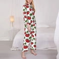 thumbnail image 3 of Honeii Hand Drawn Strawberry print Women's Pajama Sets Long Sleeve Button Down Sleepwear Nightwear Soft Pjs Lounge Sets-Medium, 3 of 7