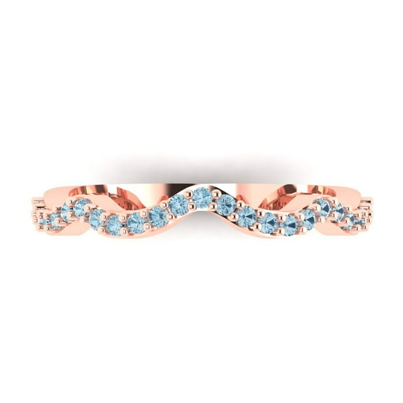 0.23 ctw Wedding Band for Women - 14K Rose Gold Natural Sky Blue Topaz Stackable Eternity Ring