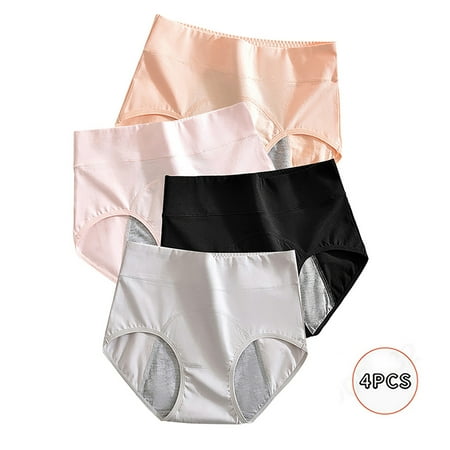 ATOYSOY Women s Stretchy Solid Leak Proof Panty Comfy Period Underpants Shapewear Control Briefs for Ladies Hip Lifting Cotton Panties  Boy Shorts 4 Pack Clearance Multipack M