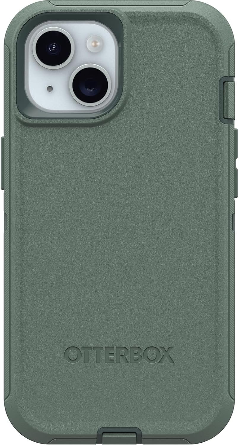 OtterBox iPhone 15, iPhone 14, & iPhone 13 Only - Defender Series Case - Forest Ranger Green - Screenless - Rugged & Durable - with Port Protection - Holster Clip Includes - Non-Retail Packaging