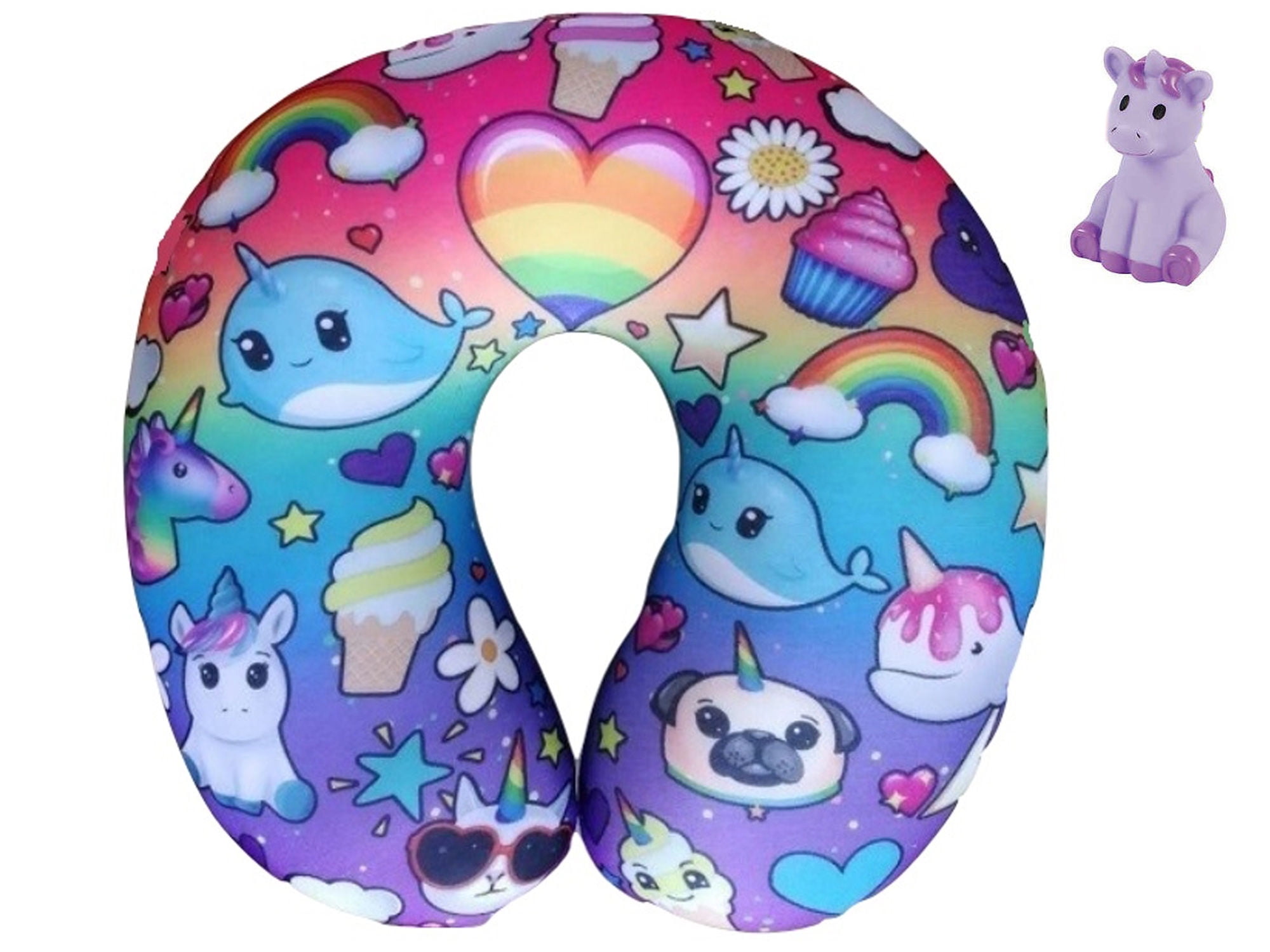 Unicorn Neck Travel Pillow & Unicorn Character Bundle Set