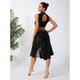 thumbnail image 6 of iiniim Lyrical Dance for Women Sequin Crop Top Mesh Tulle Leotard Skirt Modern Contemporary Dancewear Black M, 6 of 7