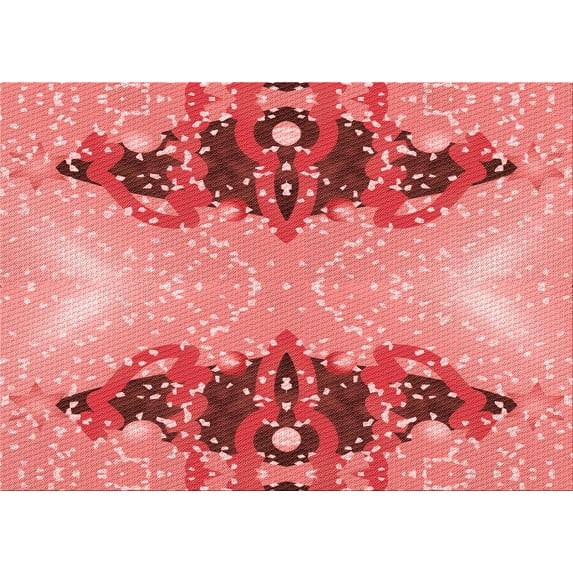 Ahgly Company Indoor Rectangle Patterned Light Coral Pink Area Rugs, 8' x 12'