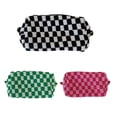 thumbnail image 4 of Bolsa de maquillaje de tela de punto, delineador de ojos cosmético, bolsa para lentes de contacto, organizador de bolso de baño para el hogar, Envolturas para manijas de equipaje  Grün-weißes Plaid Sonducket AP009368-02, 4 of 6