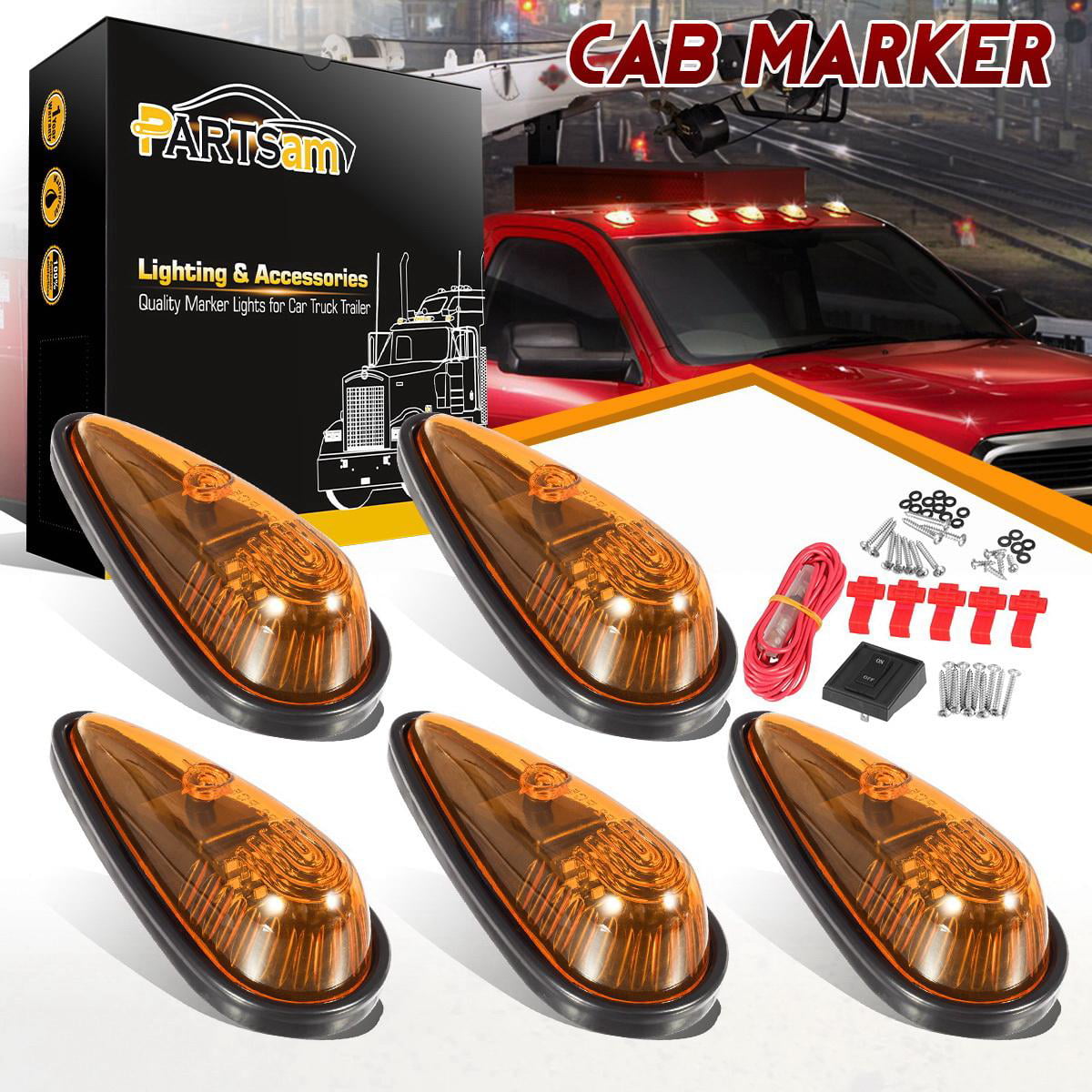 Teardrop Smoke Lens Amber LED Cab Roof Marker Lights For Truck Semi Trailer Ford