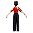 thumbnail image 4 of YiZYiF Justaucorps Complet pour Garçons Combinaison à Manches Courtes Tenue de Danse Jazz Métallique Extensible Rouge 16, 4 of 5