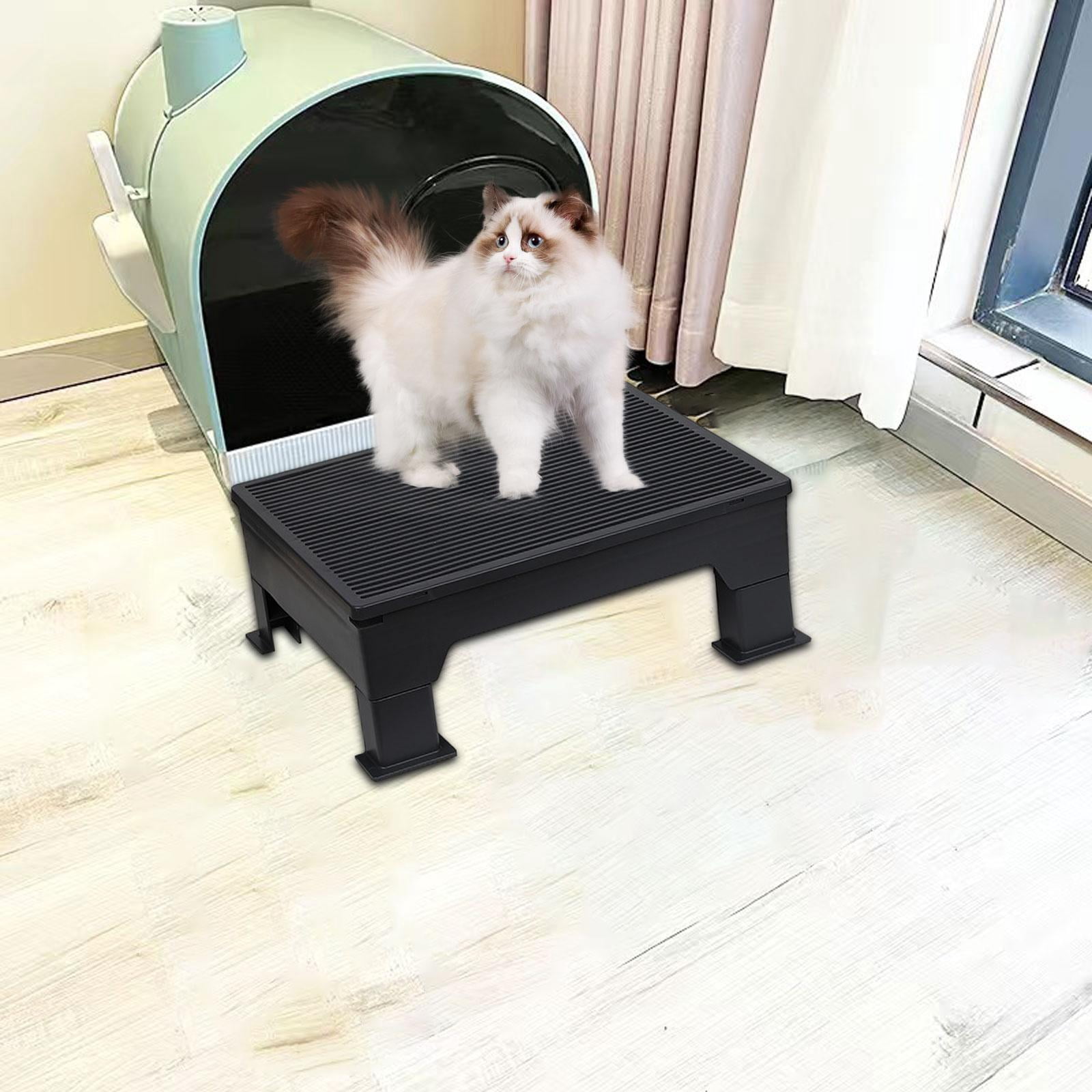 oshhni Cat Litter Mat Adjustable Height Accessory for Cats Accessories Pet Supplies Black