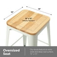 thumbnail image 5 of OFM 161-26B-WHT-NT-4 26 in. 161 Collection Industrial Modern Fully Assembled Backless Metal Stools with Solid Ash Wood Oversized Seats, Galvanized Steel Bar Stools - White & Natural - Pack of 4, 5 of 18