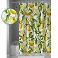 thumbnail image 3 of Small Stall Shower Curtain 36x78 Inch Narrow Half Size Lemon Yellow Bath Curtains Bathroom Decor Country Watercolor Floral Leaf Green White Waterproof Fabric Shower Curtain Set with Hooks 36 Inch, 3 of 6
