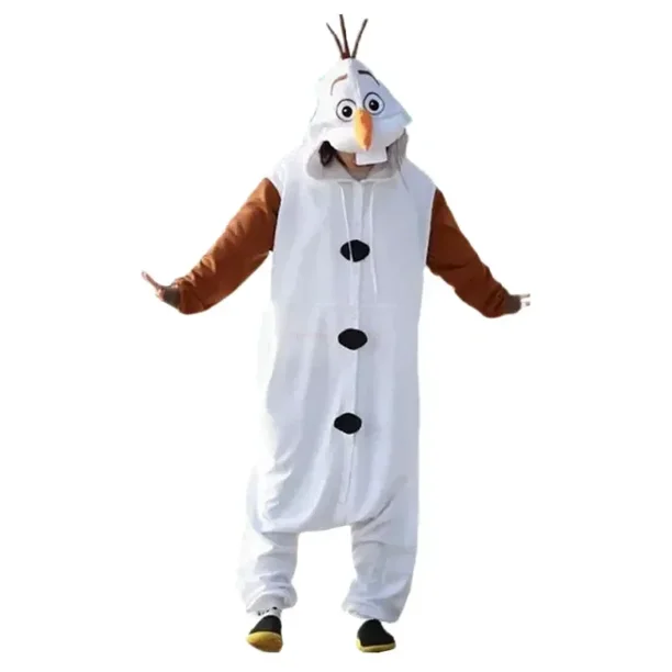 Nuevo disfraz de Disney para cosplay de Frozen, Olaf, muñeco de nieve, pijama para adultos y niños, mono de fiesta, vestido de forro polar con dibujos animados, ropa de dormir, regalos