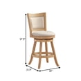 thumbnail image 5 of Benjara Kia 24" Solid Wood Swivel Counter Stool- Curved Panel Back - Ivory, 5 of 6