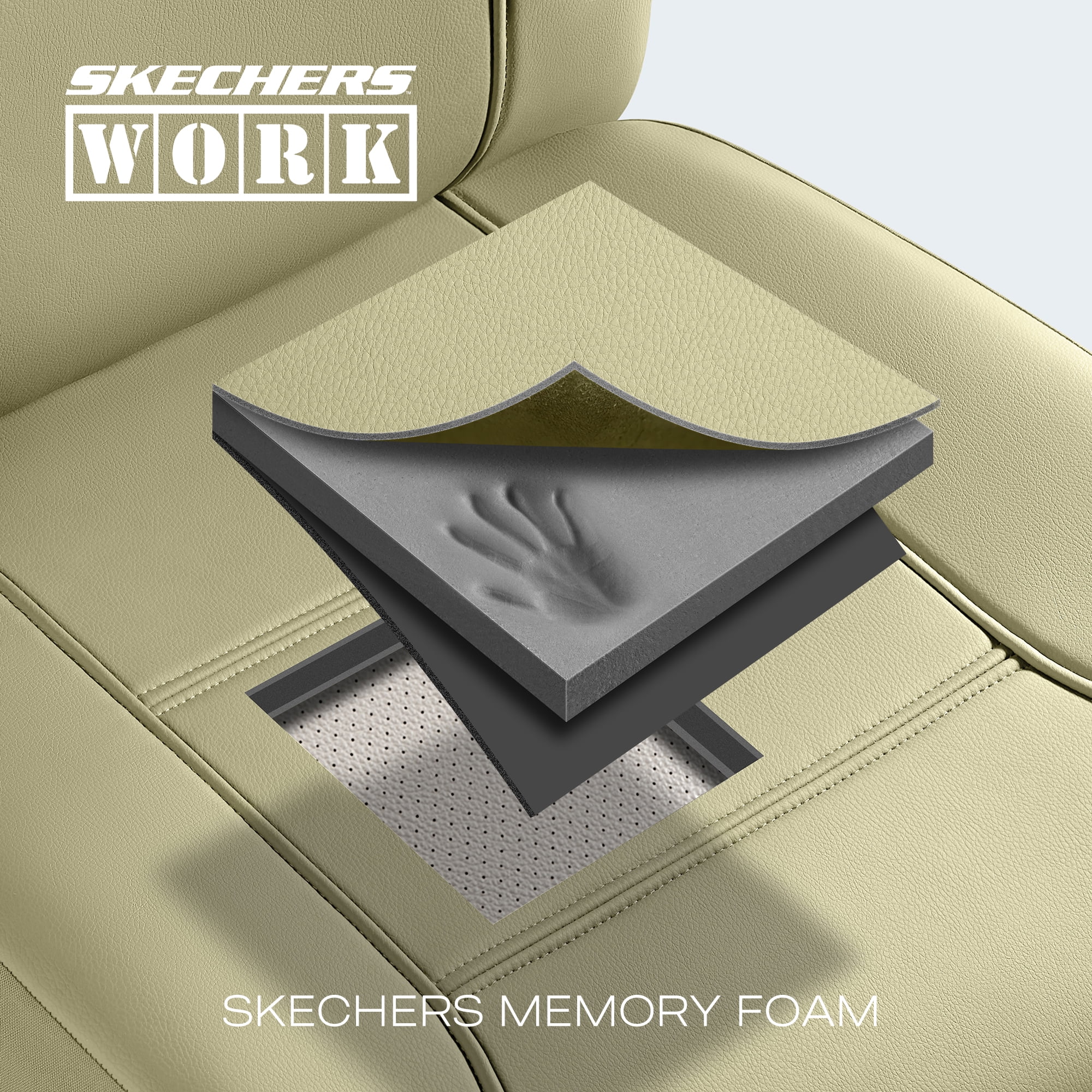 Skechers Car Seat Cover Leather  Front Seat Cover Universal Fit For Most Cars, SUVs and Vans(Tan Color)