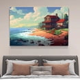 thumbnail image 2 of Póster de lienzo con una cabaña tranquila junto al mar, decoración para dormitorio, paisaje deportivo, decoración para oficina, regalo, estilo marco, 20 x 30 cm, 2 of 8
