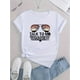 thumbnail image 2 of Camiseta De Mujer De Verano Suave Y Ligera Básica Para Llevar Deportes1pc Women'S Fashion Casual Crew Neck T-Shirt with Airplane Glasses Print, Polyester Knit Fabric, Medium Stretch, All-Season Comf, 2 of 7