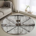 thumbnail image 2 of Vintage Gate Round Area Rugs Collection 3.3', Farmhouse Wooden Grain Shabby Chic Door Non Slip Indoor Circular Throw Runner Rug Floor Mat Carpet for Living Room Dining Table Bedroom Nursery, 2 of 9