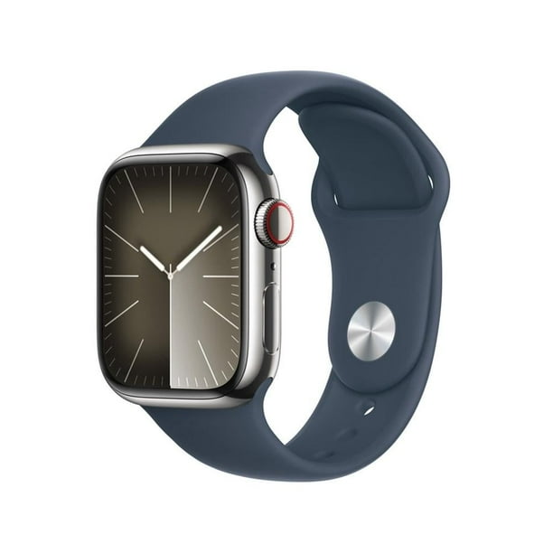 Smartwatch Apple Series 9 (GPS + Cellular) Caja de acero inoxidable Plata 41MM correa deportiva Azul talla M/L