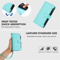 thumbnail image 6 of For iPhone 17e / 16e Wallet Phone Case-PU Leather Magnetic Flip Cover with 9 Credit Card Slots,Zipper Pocket & Detachable Wrist Strap,Shockproof,Mint Green,For iPhone 17e / 16e, 6 of 7