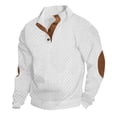thumbnail image 2 of Blekii Men's Jacquard Knit Sweatshirt, Button Detail Stand Collar Pullover, Textured Pattern Long Sleeve Top, Smart Casual Layer for Spring/Fall, Lightweight And Breathable, Stylish, 2 of 5