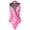 Pink, variant on Women Sleeveless Mock Neck One Piece Bodysuit Stretchy Mesh Patchwork PU Leather Catsuit Leotard Pink S