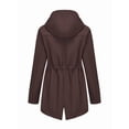 thumbnail image 6 of Women Waterproof Softshell Jackets Warm Fleece Lined Coats with Hood Long Rain Jacket Coffee Color XXXL, 6 of 8