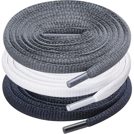 UpUGo 3 Pair Oval Shoe Laces  Half Round 1/4  Shoelaces for Athletic Running Sneakers Shoes Boot Strings