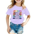 thumbnail image 1 of LUOGENLI T-Shirt pour Filles Mode Décontractée Imprimé Col Rond Manches Courtes T-Shirt Haut Plissé Longueur Genou Violet 6-7 Ans, 1 of 4