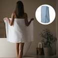 thumbnail image 6 of 1Pc Soft Absorbent Thin Striped Bath Towel Blue 27.8" Length for Bathroom with Adjustable Button, 6 of 7