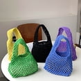 thumbnail image 4 of ZenCart Hand-Woven Wrist Tote Bag Cotton Rope Braided Hollow Out Handbag Ladies Portable Wristlet Handbag for Travel Beach Shopping, 4 of 7