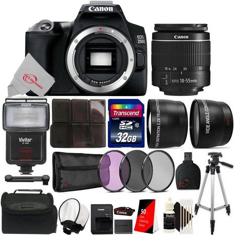 Canon EOS 250D Rebel SL3 24.1MP Digital SLR Camera with 32GB Accessory Bundle