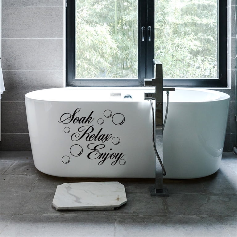 "Soak Relax Enjoy Bubbles" Vinyl Wall Sticker - Bathroom Quote Art, Removable Decal
