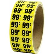 99 Cents In-Store Use Bright Yellow Labels - 3/4" x 1/2" - Roll of 1000 #MSLW3400