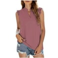 thumbnail image 1 of Blusas de Verano Ligeras para Mujeres, Moda Color Sólido sin Mangas Encaje Cuello en V Tanque para Ocasional Y Fiesta, 1 of 6