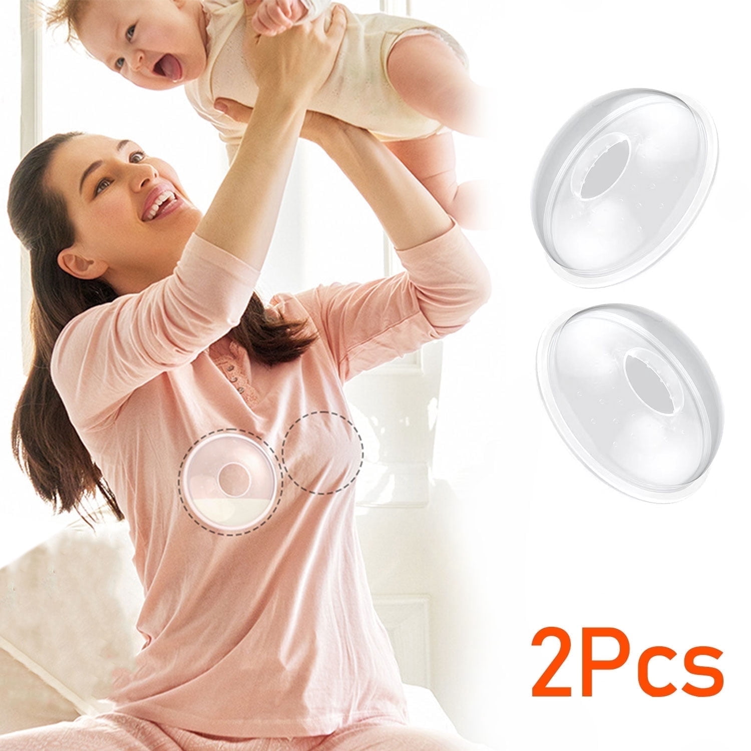 SaKaguro 2Pc Breast Milk Collector, 100% Food-Grade Silicone & PP, BPA-Free, Postpartum Breastfeeding Essentials