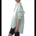 thumbnail image 2 of Camisas Casuales de Mujer, Camisa de Larga con Botones, Moda Deportiva. Verde M, 2 of 8
