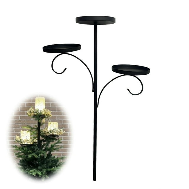 Xihbxyly Candelabro para La Punta Del Árbol de Navidad, Diseño de Portavelas de 3 Niveles, Centro de Mesa Elegante y Festivo, Decoración Única con Luces, Decoración Navideña para Interiores, Acogedor
