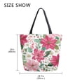 thumbnail image 5 of Open Top Canvas Tote Bag with Zipper Reusable Shopping Bag 13.5x15" Roomy Carryall Red Flowers and Leaves, 5 of 9