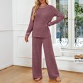 thumbnail image 5 of SUNBS Long Sleeve Lounge Sets for Women Casual Two Piece Outfits Wide Leg Pants with Pockets Crewneck Pajamas Clothing, 5 of 7