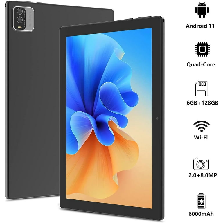 2024 Newest 10.1 inch tablet, Android 11 Tablets with Case Stylus Film, 6GB  RAM+128GB ROM+1TB, 1.8GHz Quad-Core 1280*800 IPS HD Touch Screen, 2.4G/5G