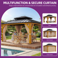 thumbnail image 4 of Dextrus 13x15FT Hardtop Gazebo with Nettings and Curtains,Outdoor Wooden Galvanized Steel Double Roof Gazebo for Patio, Deck, Backyard - Beige Yellow, 4 of 6