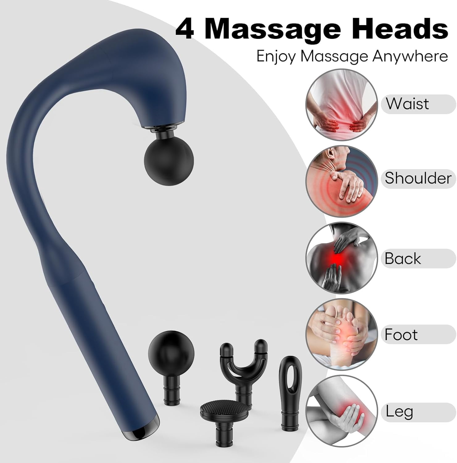 Massage Gun Deep Tissue with Extended Handle Revolutionary U-Shaped Back Massager Body Massager for Neck and Shoulder and Leg