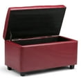thumbnail image 6 of Cosmopolitan 34 inch Wide Storage Ottoman in Red Vegan Leather, 6 of 7